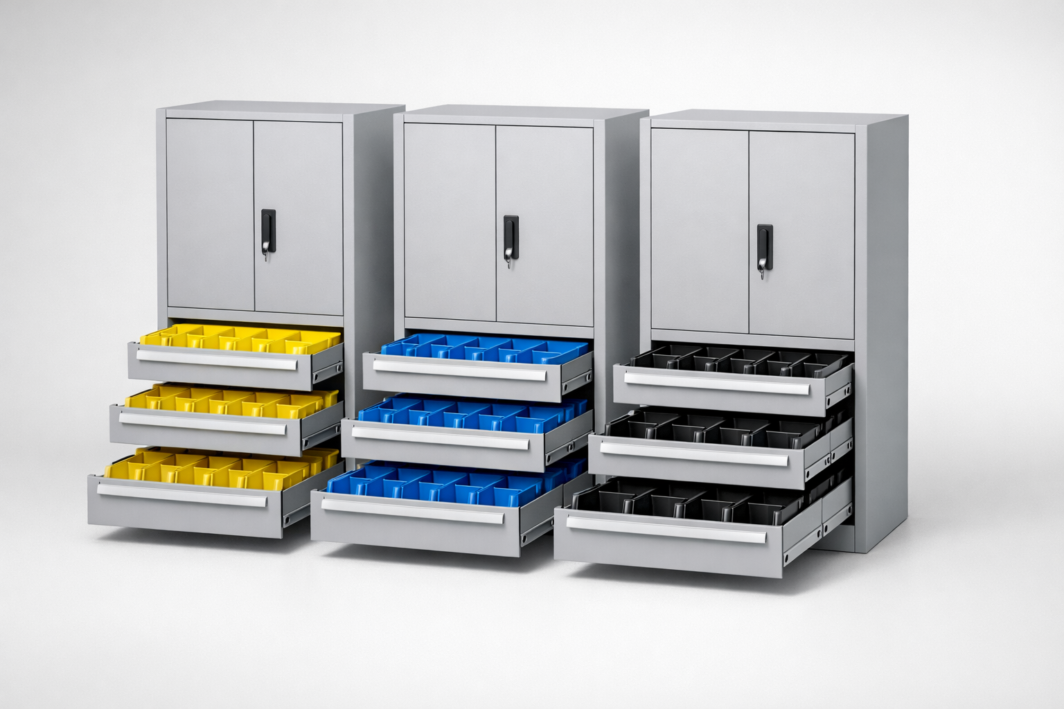 Dílenská skříň S3/h63 – 3 szt. - uspořádání nářadí, komponentů a servisního vybavení