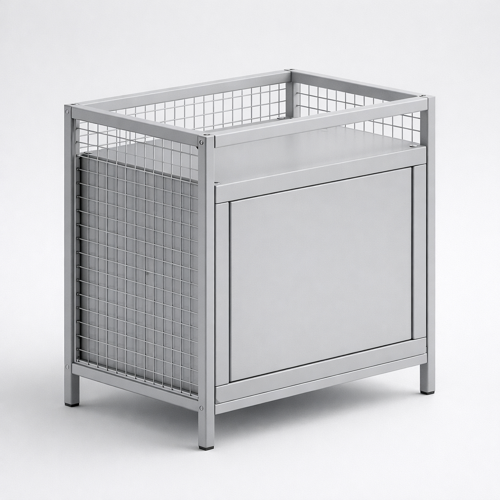 LOV furniture set — A family of LOV furniture sets for residential interiors, staff apartments and shared-use spaces where steel durability, visible structure and a balance between open and closed storage matter.